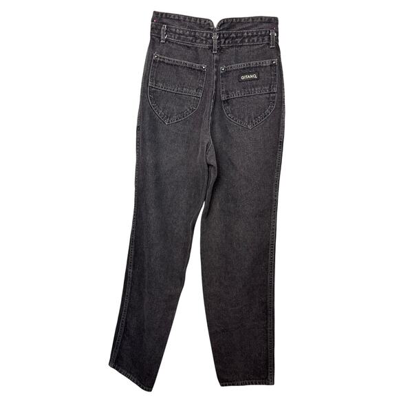 Vintage 80's Gitano Jeans Black Denim High Rise Tapered Fit Size 5/6 JR Retro - Picture 3 of 9